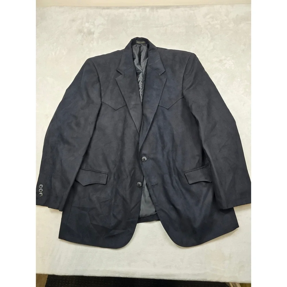 Circle S Western Faux Suede Blazer Mens 48R Black‎ Sport Coat Jacket Dallas